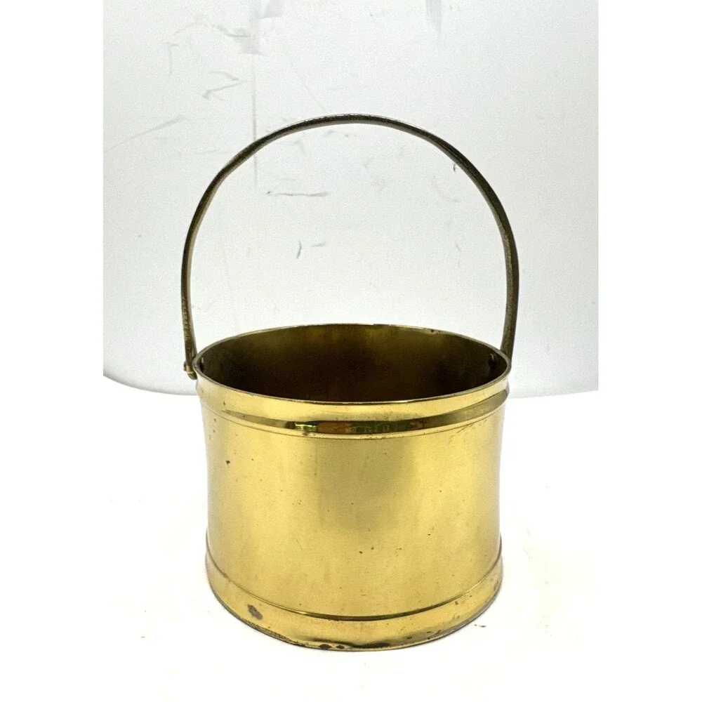 Vtg Solid Brass Round Oval Shape Planter Handles 4 x 2.5 Rustic Cottage Decor